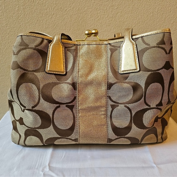 Coach Signature Striped Carryall Tote Bag - Picture 3 of 9